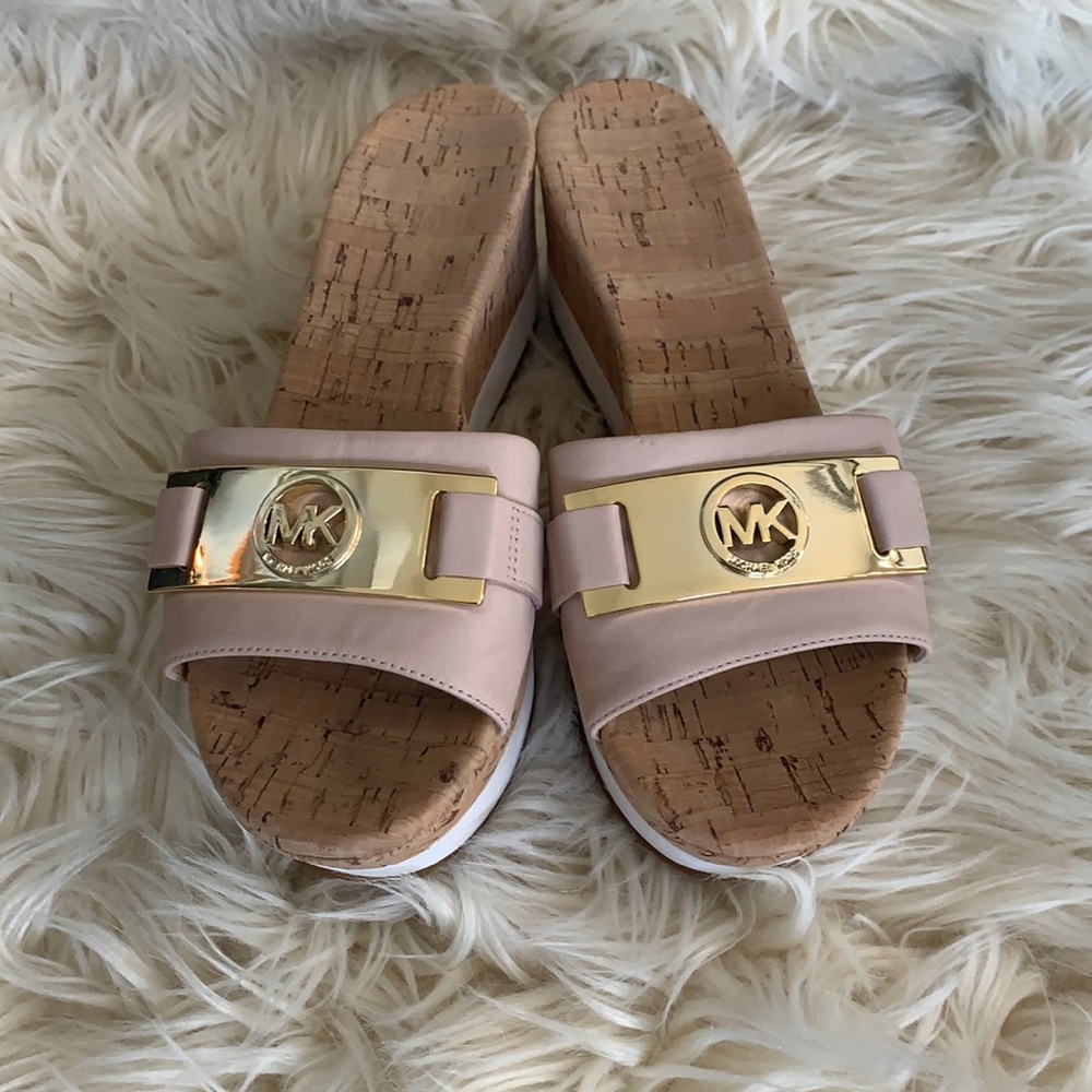 Brand New Michael Kors sandals with gold accents